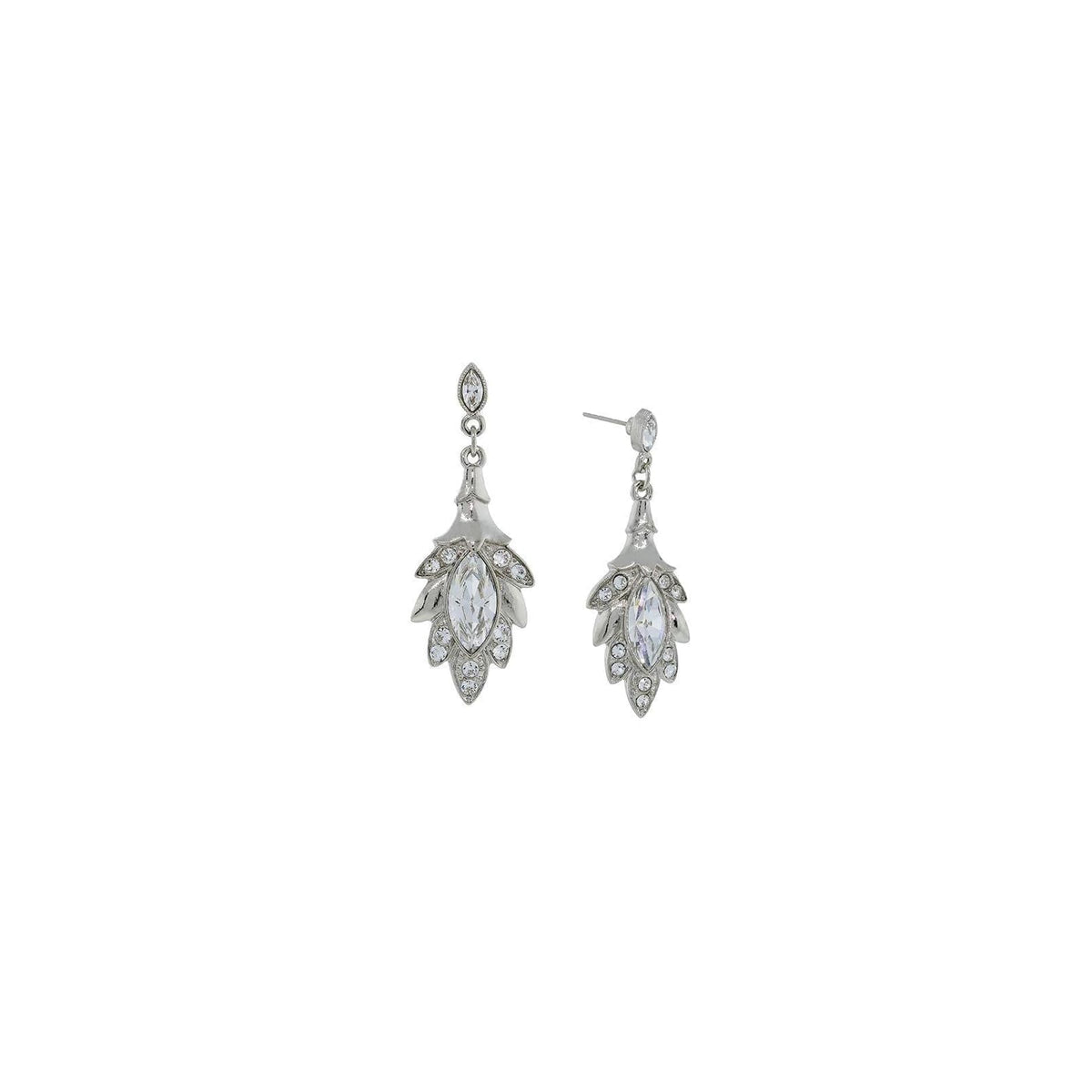 1928 Jewelry Company Earring, 1.94"L x 0.7"W, Crystal
