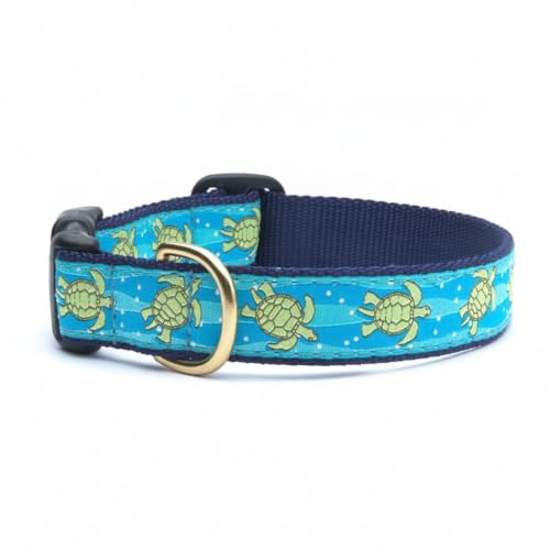 Up Country Sea Turtle Pattern Dog Collars and Leashes (Sea Turtle Dog Collar, Medium (12 to 18 Inches) 1 Inch Wide Width)