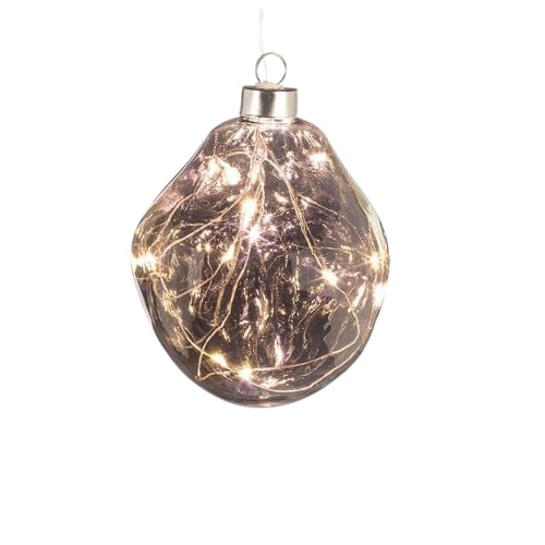 Abbott Collection Organic LED Ball Ornament, Gray Glass, Small (4" H)