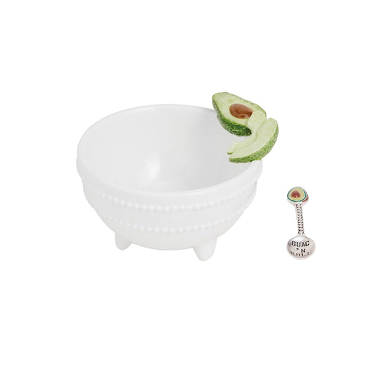 Mud Pie Dishware Bowl, dip 3" x 4 1/2" dia | spoon 3 1/2", Green with no text