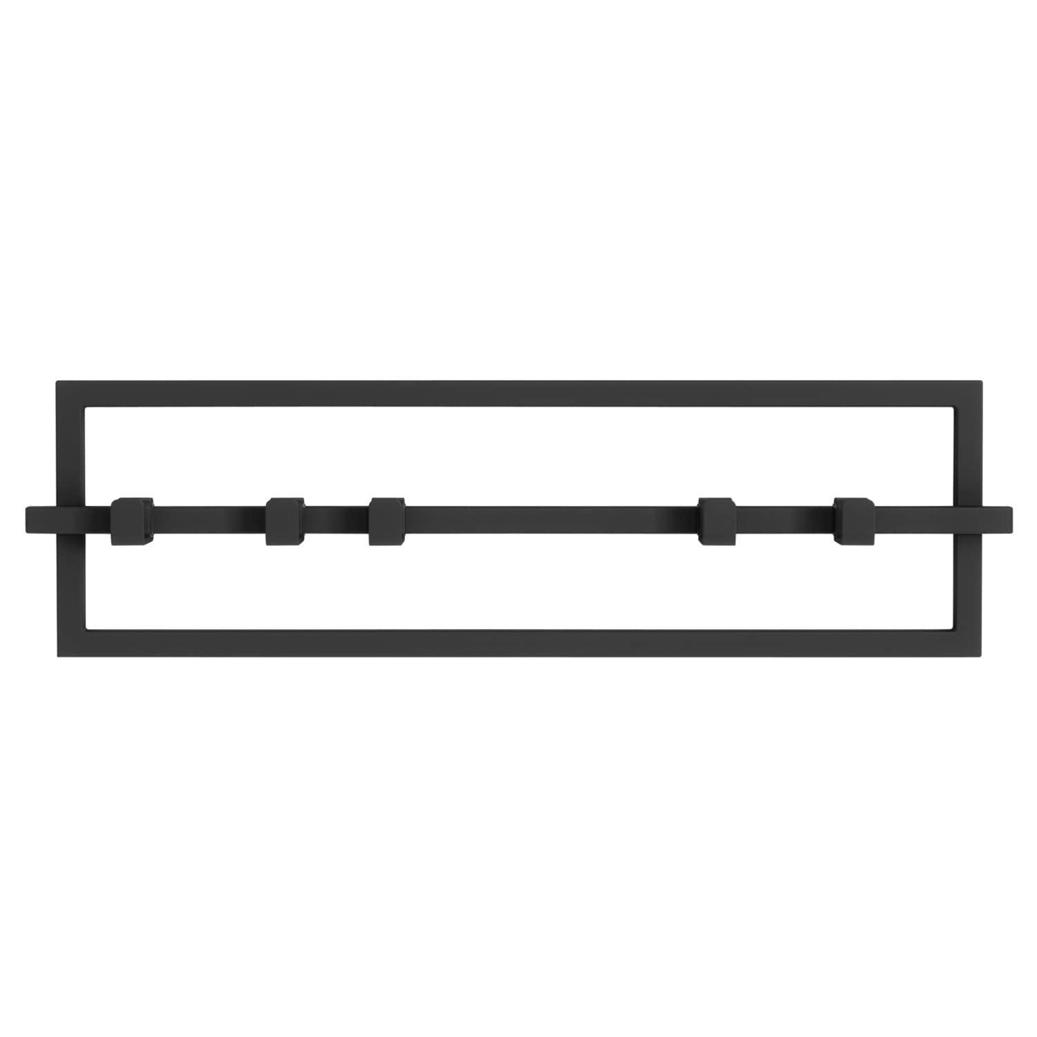 Umbra Cubiko Wall Mounted Modern, Sleek, Space-Saving Hanger with Retractable Hooks to Hang Coats, Scarves, Purses and More, 5, Black