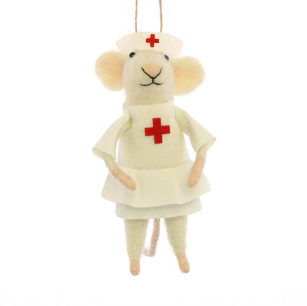 HomArt Felt Nurse Mouse Ornament