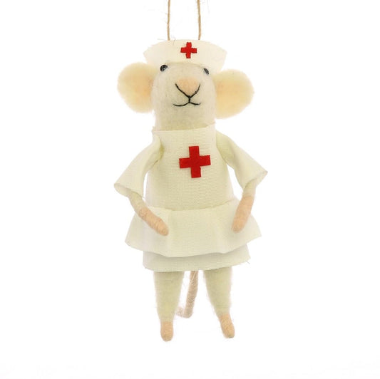 HomArt Felt Nurse Mouse Ornament