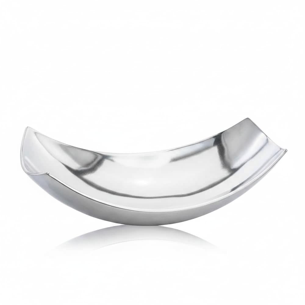 Modern Day Accents Silver SM Cucha Small Scoop, Shiny Bowl, Aluminum, Modern, Tabletop, Accent Piece, Home or Office, Decor, 13" L x 7.5" W x 4.5" H