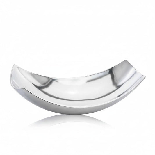 Modern Day Accents Silver SM Cucha Small Scoop, Shiny Bowl, Aluminum, Modern, Tabletop, Accent Piece, Home or Office, Decor, 13" L x 7.5" W x 4.5" H