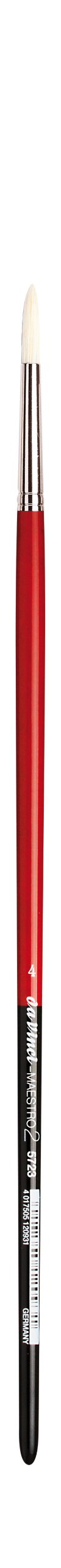 da Vinci Hog Bristle Series 5723 Maestro 2 Artist Paint Brush, Round with Red Handle, Size 4 (5723-04)