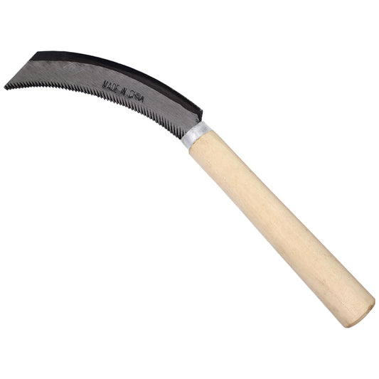 Zenport K207 Harvest Sickle, Wooden Handle, Serrated with Straight End, 5-Inch Blade