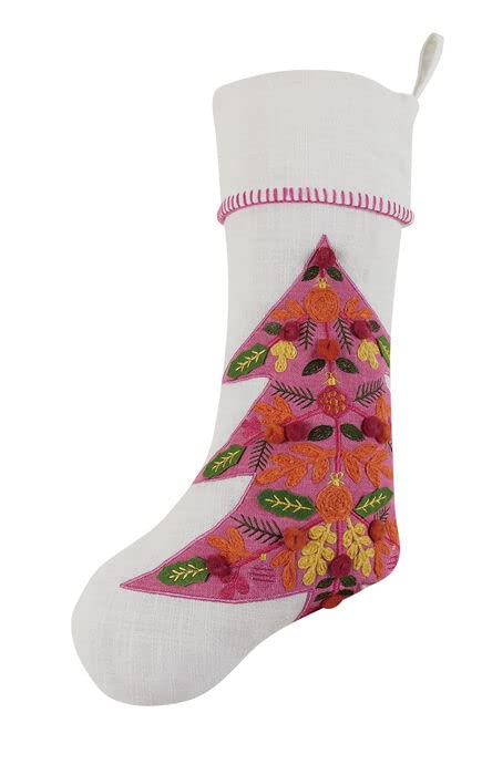 Peking Handicraft Merry Tree Stocking, 20-inch Length, Cotton, Poly, Christmas, Home Décor, Holiday Tradition