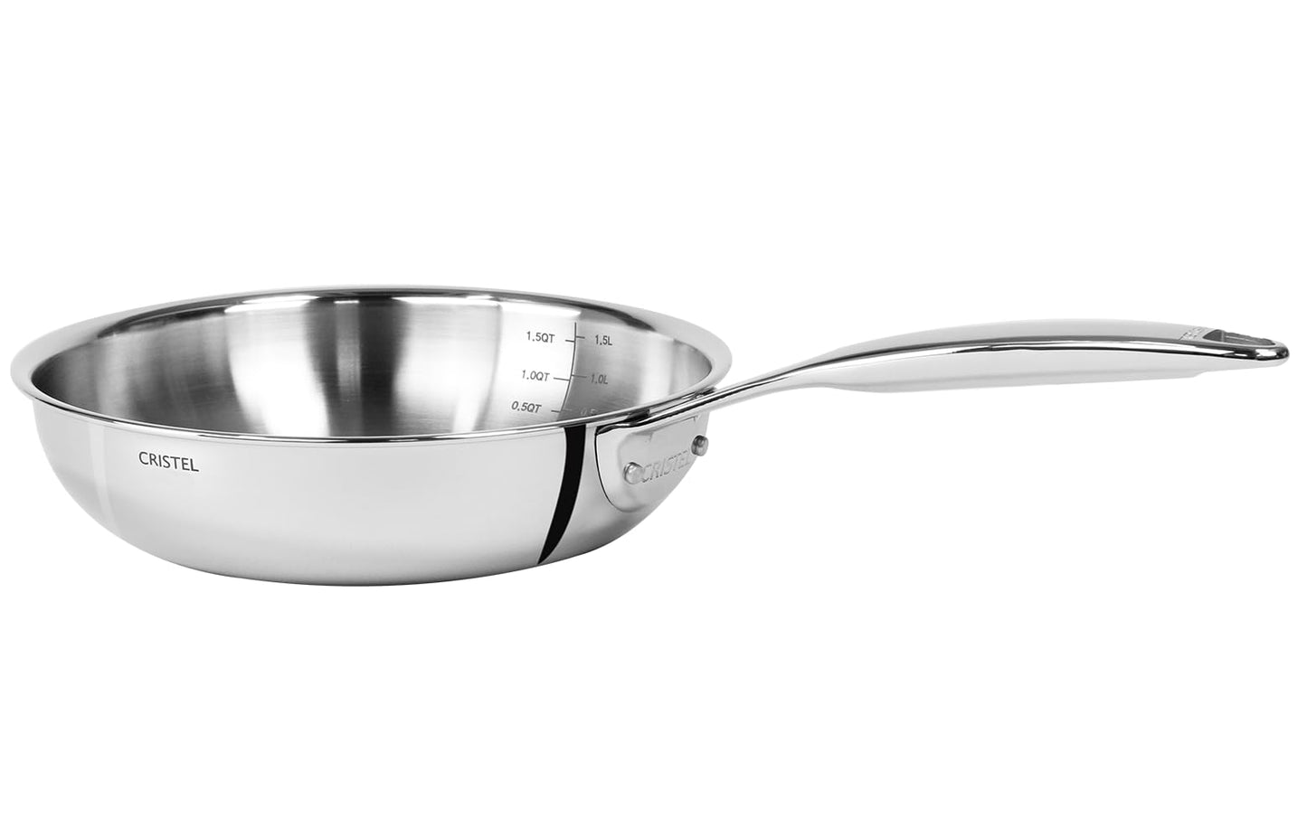 CRISTEL Castel'Pro® Ultraply® Collection Frying Pan, 8" diameter, 5-Ply construction.