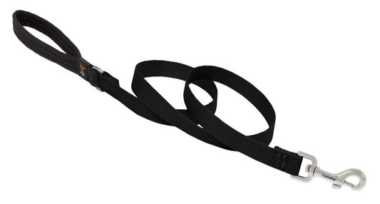 Lupine Pet Dog Leash by Lupine in 3/4" Wide Black 4-Foot Long with Padded Handle