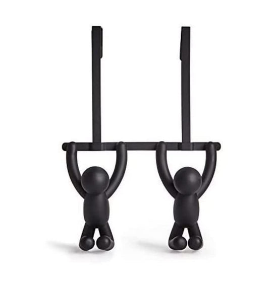 Umbra Buddy Over The Door Double Hook- Over the Door Double Hook, Decorative, Increases Storage, Storage for Coats, Hats, Scarves, Towels and More, Matte Black Finish
