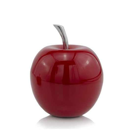 Modern Day Accents 3462 Manzano Rojo, Apple, Fruit, Tabletop, Accents, Transitional, Teacher, School, D√©cor, Desk, Stem, Aluminum, L x 5.5" W x 11" H, Red, Silver