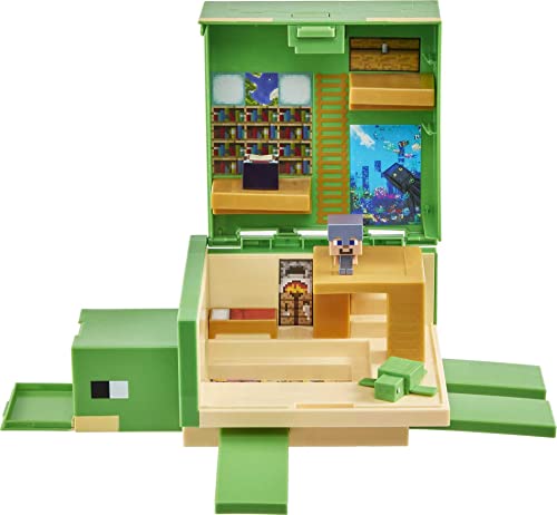 Minecraft Transforming Turtle Hideout, Authentic Pixelated Video-Game Role Play, Electronic, Action Toy to Create, Explore and Survive, Steve, Turtle, Collectible Gift for Fans Age 6 Years and Older