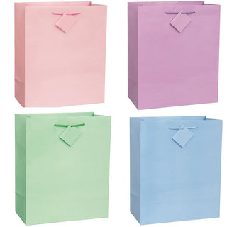 Unique Industries Unique 64313 Solid Glossy Gift Bags, 10.5" x 12.5", Multicolor, 4ct
