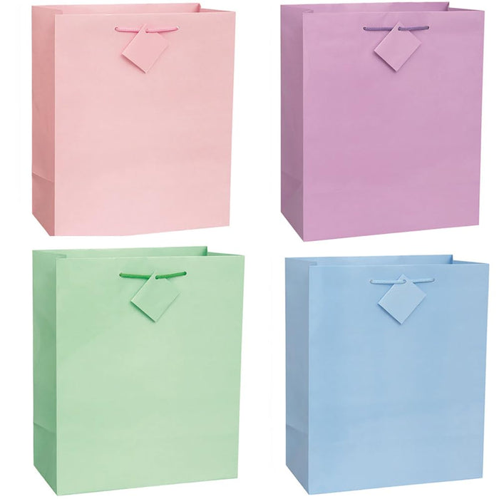 Unique Industries Unique 64313 Solid Glossy Gift Bags, 10.5" x 12.5", Multicolor, 4ct