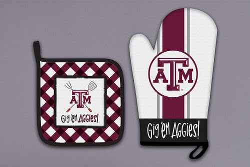 Magnolia Lane Texas A &amp; M University Mitt Pot Holder, Set of 2, Kitchen Accessories