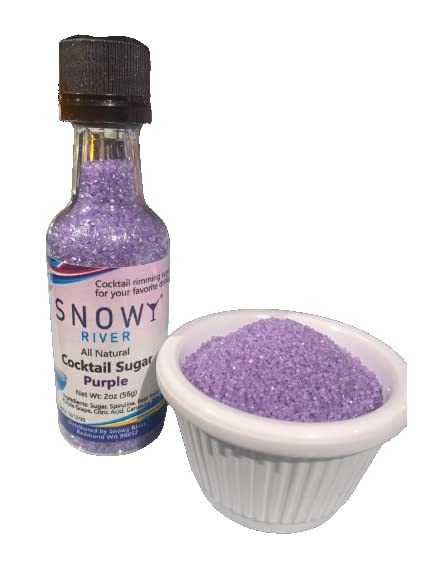 Ultimate Baker Snowy River Purple Cocktail Sugar - Kosher Certified Naturally Colored Purple Cocktail Rimmer (2oz Bottle, Medium Crystal)