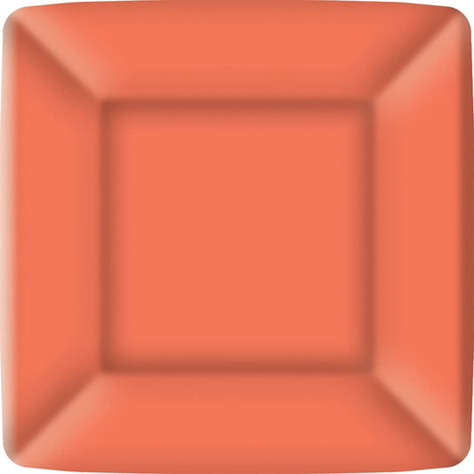 Boston International IHR Square Dessert Paper Plates, 7 x 7-Inches, Coral