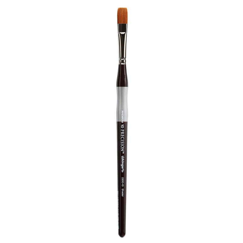 KINGART Premium Precision 2300-10 Flat Shader Series Artist Brush, Synthetic Amber Taklon, Short Ergonomic Comfort Handle, for Acrylic, Oil and Watercolor Paint, Size 10