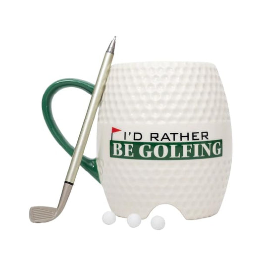 Oak Patch Gifts Golf Mug - I'd Rather Be Golfing, With Pen and 3 Golf Balls, 16 Oz