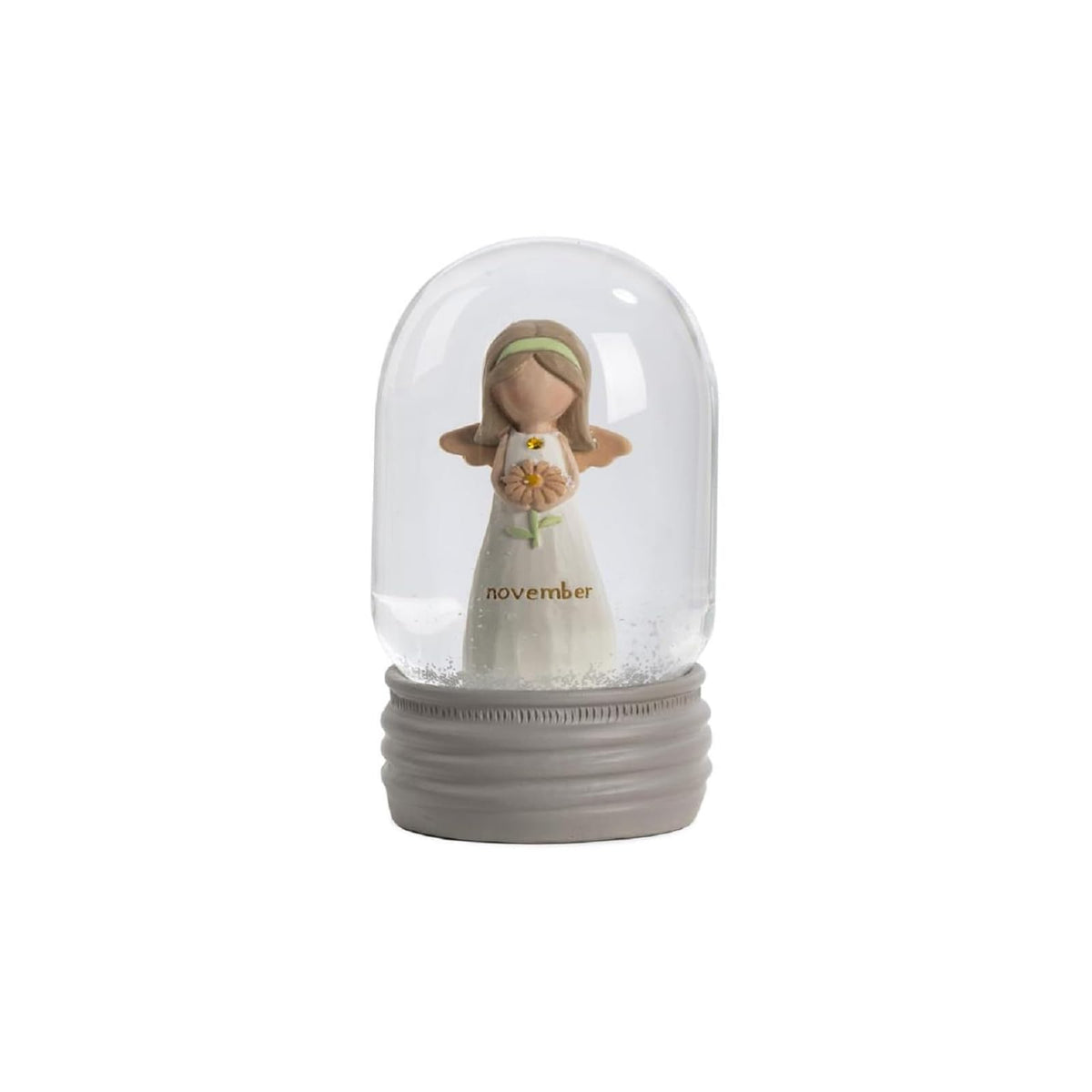 Blossom Bucket Snow Globe, White, Classic