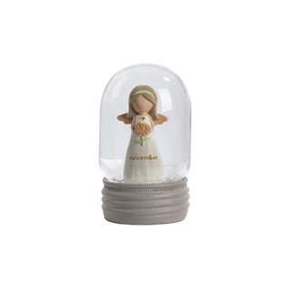 Blossom Bucket Snow Globe, White, Classic