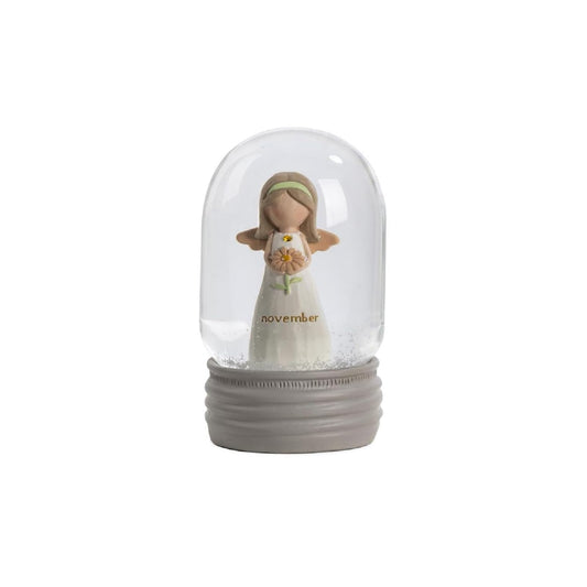 Blossom Bucket Snow Globe, White, Classic