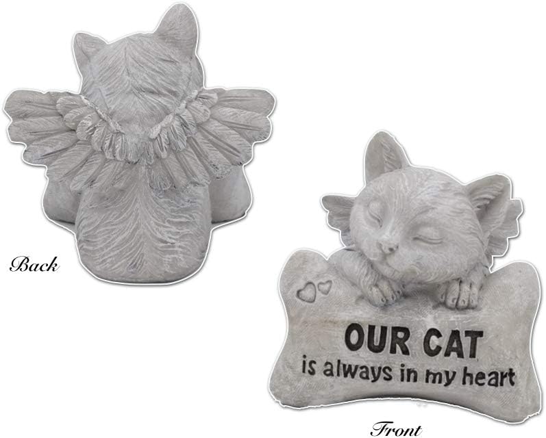 Comfy Hour Pet In Loving Memory Collection 5" Sleeping Cat Angel On Bone Figurine - in Memory of My Best Friend Bereavement, Light Gray, Polyresin
