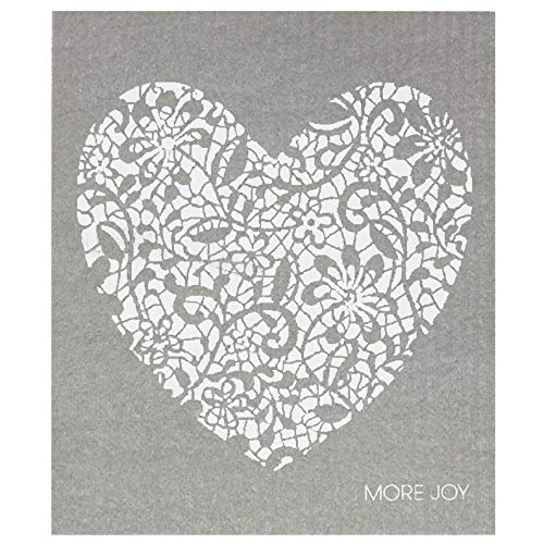 More Joy - Swedish Dish Dish Cloth – Swedish Dish Dish Cloths/sponges – Eco – (Heart on Grey)