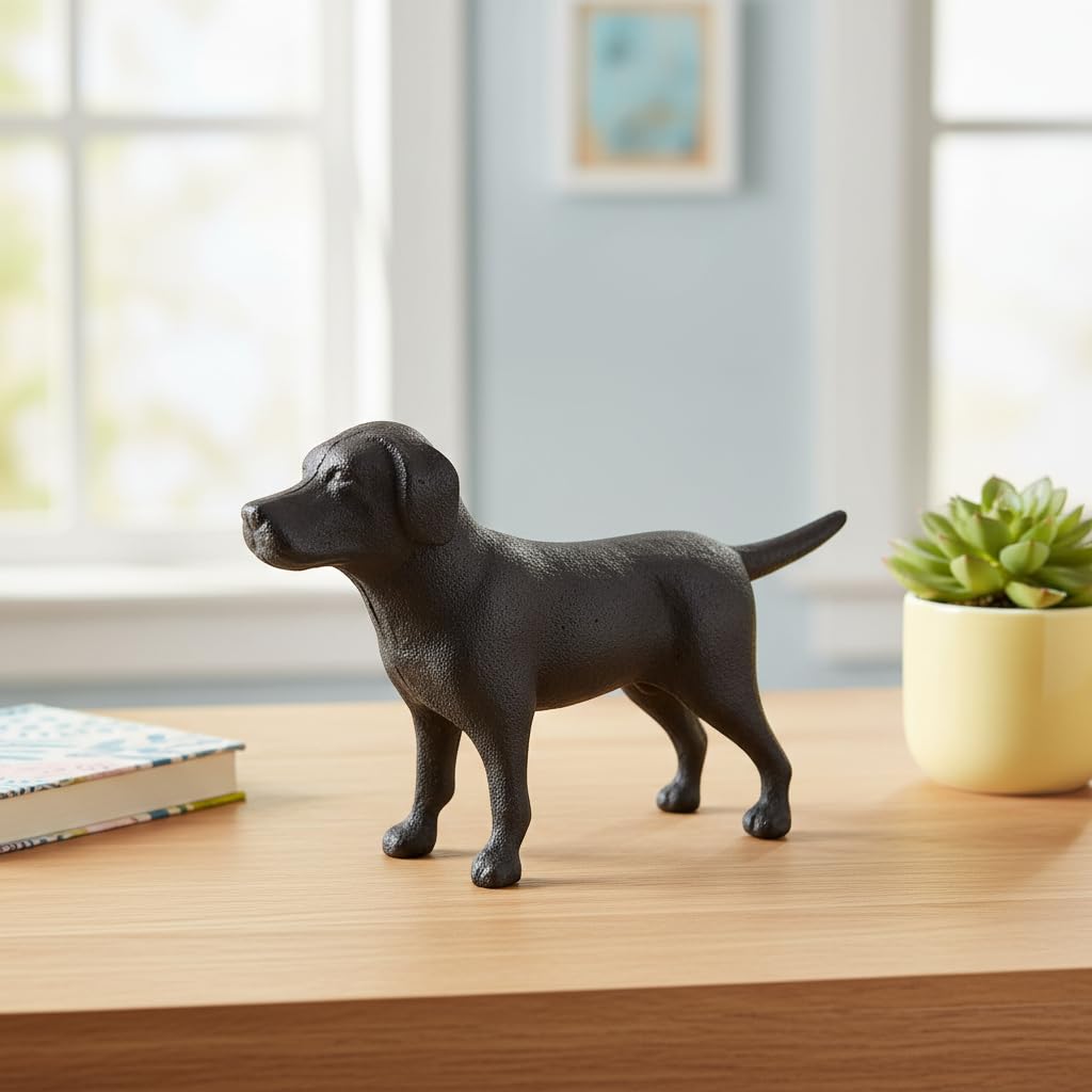 Comfy Hour Antique & Vintage Interior Decor Collection, Animal Edition Cast Iron 7.6" Standing Dog Figurine, Gift for Dog Person, Antique Black