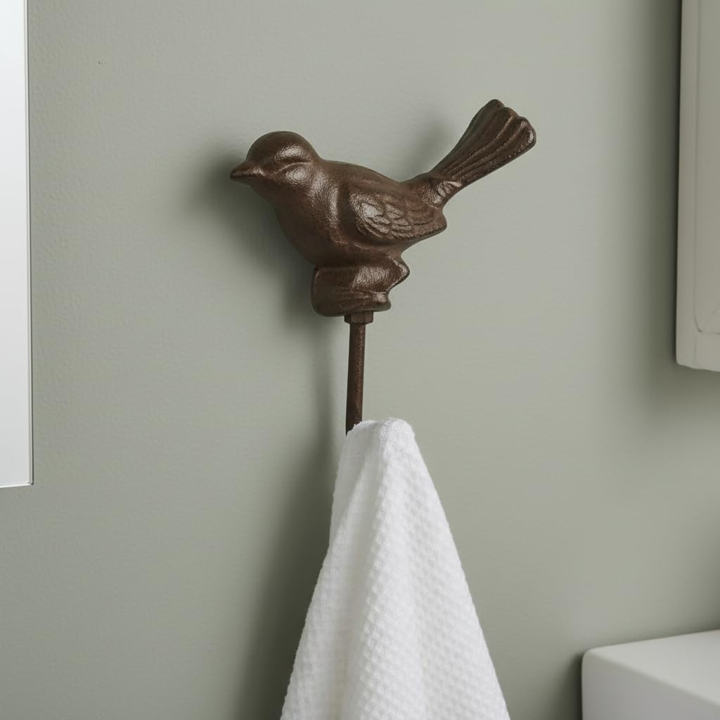 Comfy Hour 5 Inch Bird Wall Hook, Vintage Sparrow Hanger, 1 Pack