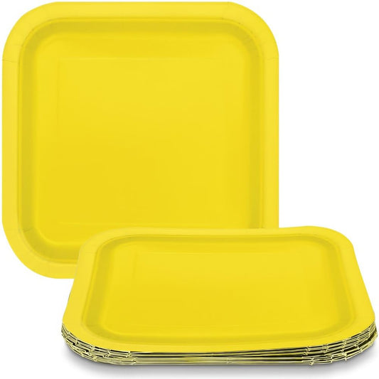 Unique Industries Unique 47067 Square Paper Plates-18 cm-Neon Yellow-Pack of 16