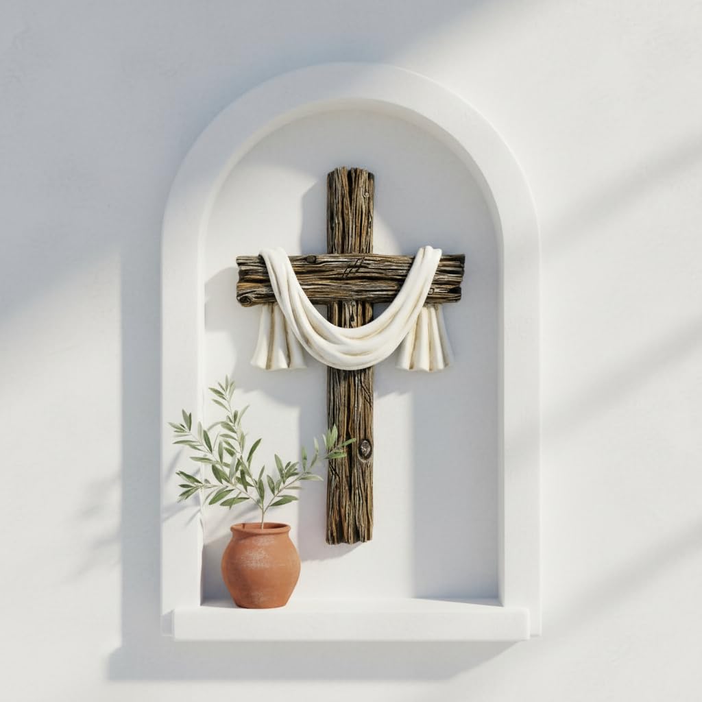 Comfy Hour 13 Inch Cross for Wall, Rustic Wall Cross Decor