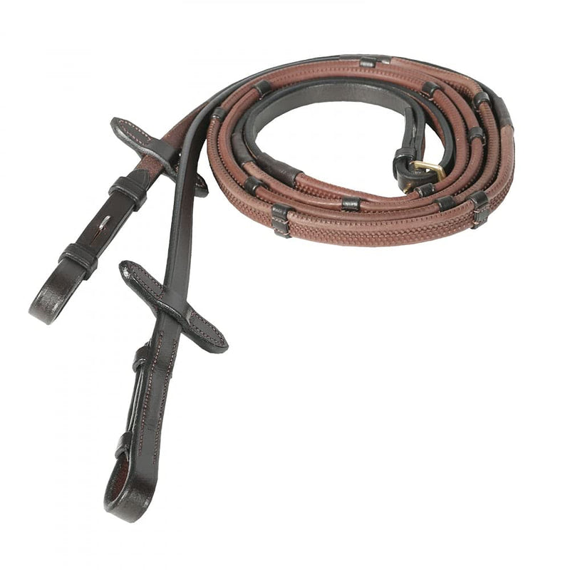 Horze Soft Grip Rubber Reins - Stoppers - Dark Brown - Pony