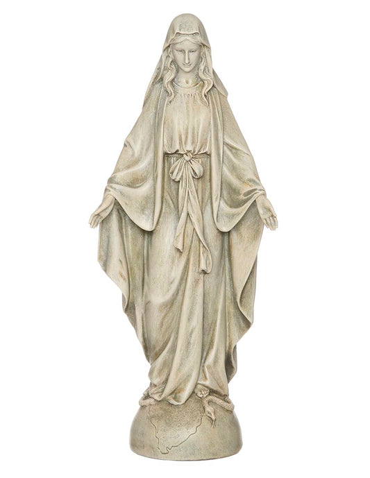 Roman Our Lady Of Grace Textured Concrete Look 6 x 14 Resin Outdoor Garden Statue