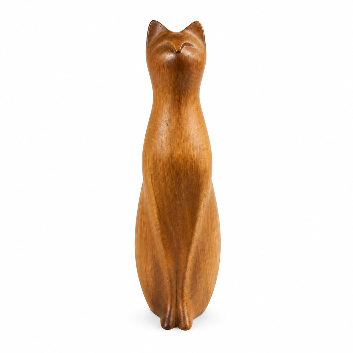 Comfy Hour Farmhouse Home Decor Collection 8" Decorative Kitty Statue Sitting Cat Figurine, Wood Grain Smooth Finish, Polyresin