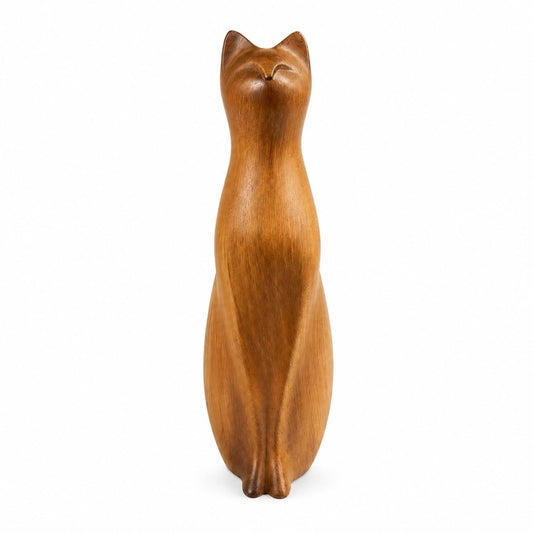 Comfy Hour Farmhouse Home Decor Collection 8" Decorative Kitty Statue Sitting Cat Figurine, Wood Grain Smooth Finish, Polyresin