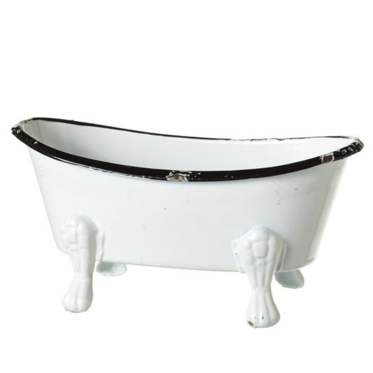 Ganz Midwest-CBK Black and White Bathtub Enamelware Soap or Scrubby Holder 5.5 Inches