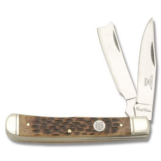 Blue Ridge Knives Rough Ryder RR072 Razor Trapper Amber Bone, Multii, One Size