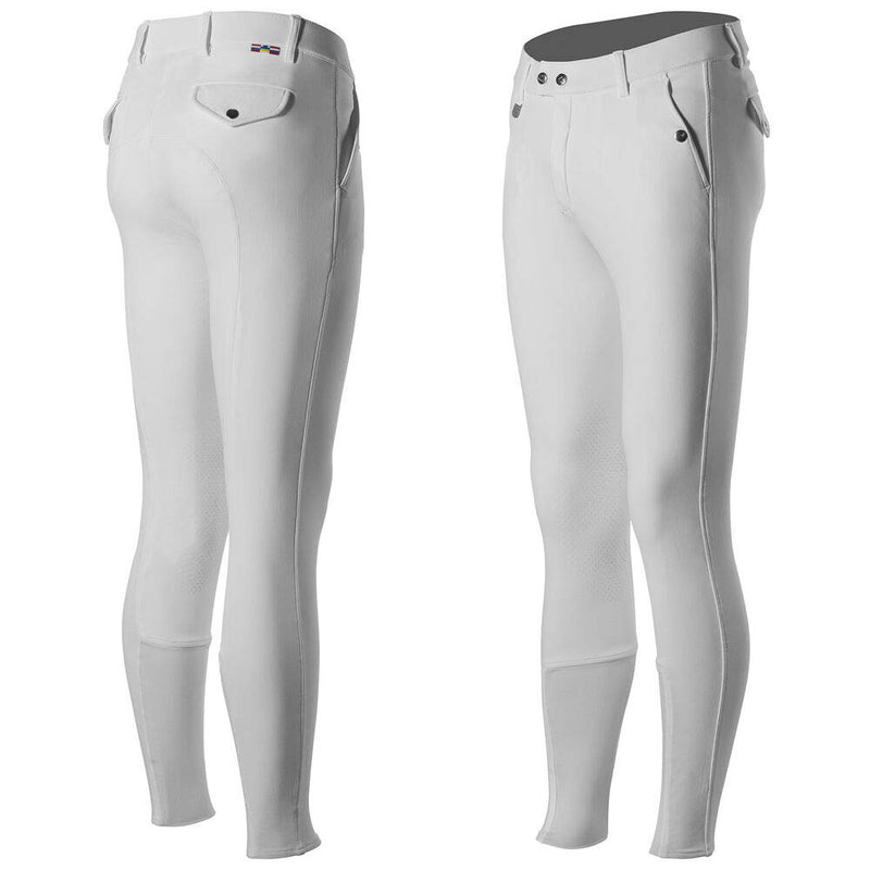 HORZE Mens Grand Prix Silicone Knee Patch Breeches - White - Ms 28