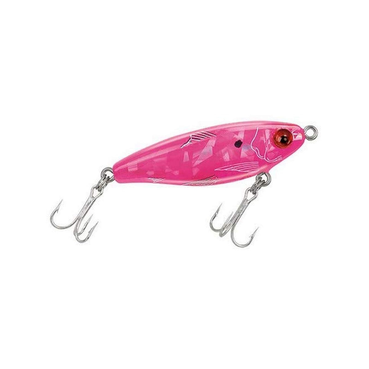 MirrOLure Fishing Hook, 2 5/8 Inch, 3/8 oz, Pink Flame/Silver Broken Glass