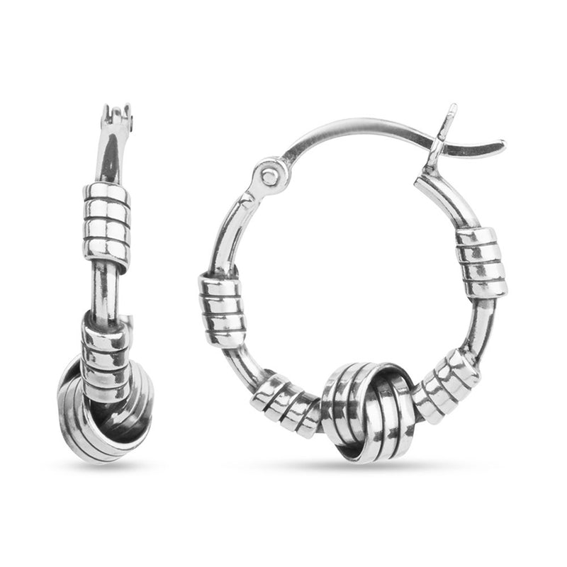 LeCalla 925 Sterling Silver Love-Knot Hoop Earrings Jewelry Lightweight Bali Antique Knot Earring Hoop for Women