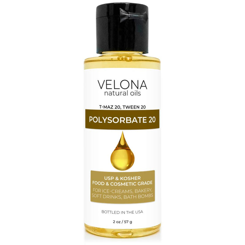 Polysorbate 80 by Velona - 2 oz | Solubilizer, Food & Cosmetic Grade | All Natural for Cooking, Skin Care and Bath Bombs, Sprays, Foam Maker | Use Today - Enjoy Results