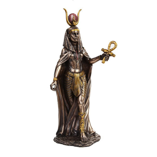 Pacific Trading PTC 11 Inch Egyptian Hathor Mythological Goddess Bronze Finish Figurine