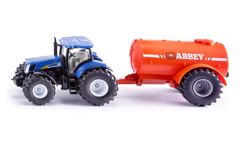 Siku 1945, Tractor with Single Axle Vacuum Tanker, 1:50, Metal/Plastic, Blue/Orange, Multifunctional