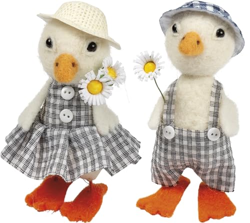 Primitives by Kathy, 107058, Easter Flowers & Hats Duck Home Decor, Set of 2