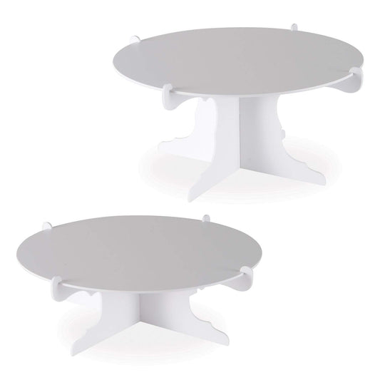 Beistle 2 Piece Durable Cake Stands For Weddings Birthday Party Cupcake Holders Baby Shower Celebration Supplies, 12.5" x 6", White