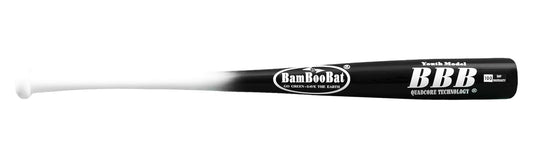 BamBooBat by Pinnacle Sports Equipment INC. Youth Durable Bamboo Baseball Bat for Players Aging 5-13 Years Old, White Handle/Black Barrel, 29 Inch (YHWBB29)