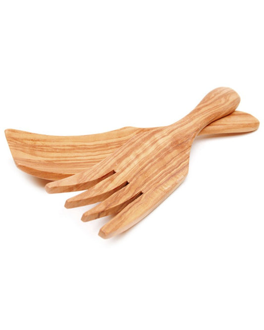 Browne & Co Berard French Olive Wood Wide Design Spaghetti or Salad Server Set
