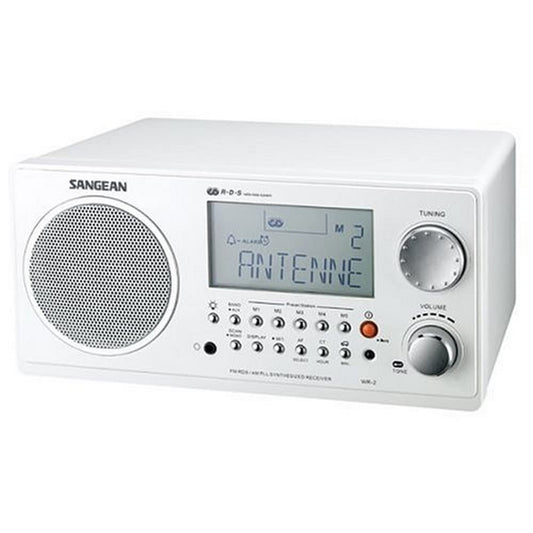 SANGEAN WR-2 AM/FM-RBDS Wooden Cabinet Digital Tuning Radio (White)